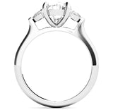 Selene - Oval and Half Moon Three Stone Moissanite Engagement Ring