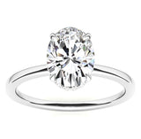 Valorie - Oval Hidden Halo on Plain Band Moissanite Engagement Ring