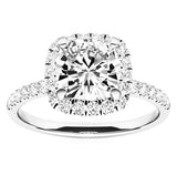 Cushion Halo Pave Band Moissanite Engagement Ring