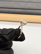 Valley - Oval Hidden Halo on Pave Band Moissanite Engagement Ring