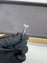 Emerald cut Hidden Halo on Plain band Moissanite Engagement Ring