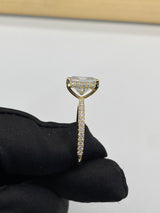 Radiant cut with Hidden Halo on Pave Band Moissanite Engagement Ring