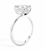 Princess Cut with Hidden Halo on Plain Band Moissanite Engagement Ring