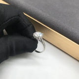 Vera - Round Cut Hidden Halo on Pave Band Cathedral Low Setting Moissanite Engagement Ring