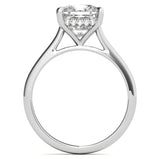 Cushion Cut with Hidden Halo on Plain Band Cathedral Moissanite Engagement Ring