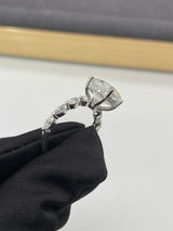 Amelia - Oval Hidden Halo on Marquise Band Moissanite Engagement Ring