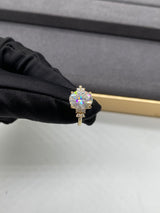 Lilian - Oval Petal Prongs Cluster Side Stone Moissanite Engagement Ring