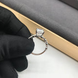 Radiant Cut Hidden Halo with Marquise Side Stone Band Moissanite Engagement Ring