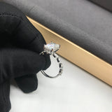 Radiant Cut Hidden Halo with Marquise Side Stone Band Moissanite Engagement Ring