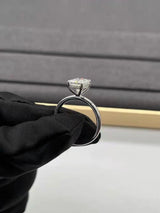 Valorie - Radiant Cut Hidden Halo on Plain Band Moissanite Engagement Ring