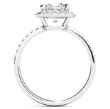 Cushion Halo Pave Band Moissanite Engagement Ring