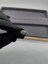 Valorie - Round Cut Hidden Halo on Plain Band Moissanite Engagement Ring