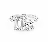 Pear and Emerald Toi et Moi Moissanite Engagement Ring