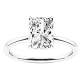 Valorie - Radiant Cut Hidden Halo on Plain Band Moissanite Engagement Ring