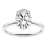 Venessa - Oval Hidden Halo on Plain Band Cathedral Low Set Moissanite Engagement Ring