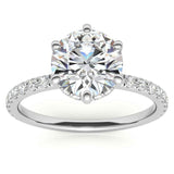 Valley - Round Cut Hidden Halo on Pave Band Moissanite Engagement Ring