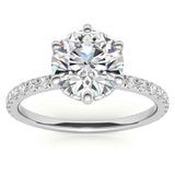Ariana - Round Pave Petal Prongs on Pave Band Moissanite Engagement Ring