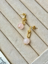 Rose Quartz U Link Earrings