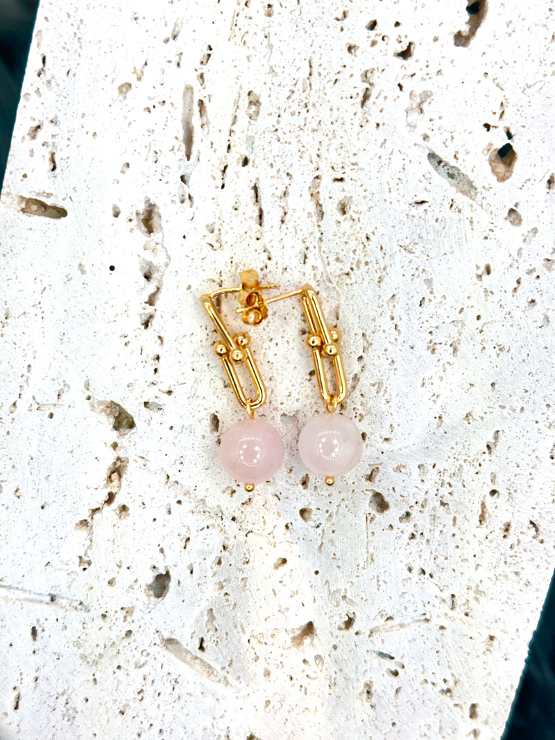Rose Quartz U Link Earrings