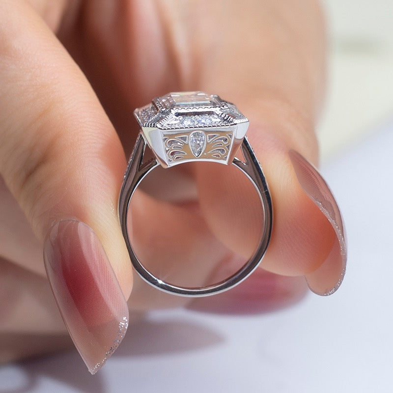 Emerald Clara Moissanite Engagement Ring