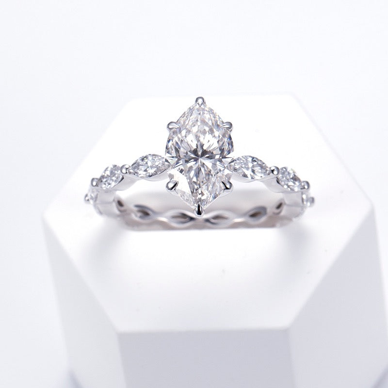 Marquise on marquise Band Moissanite Engagement Ring