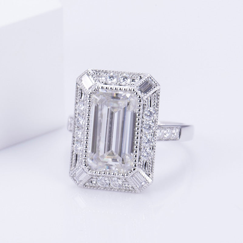 Emerald Clara Moissanite Engagement Ring