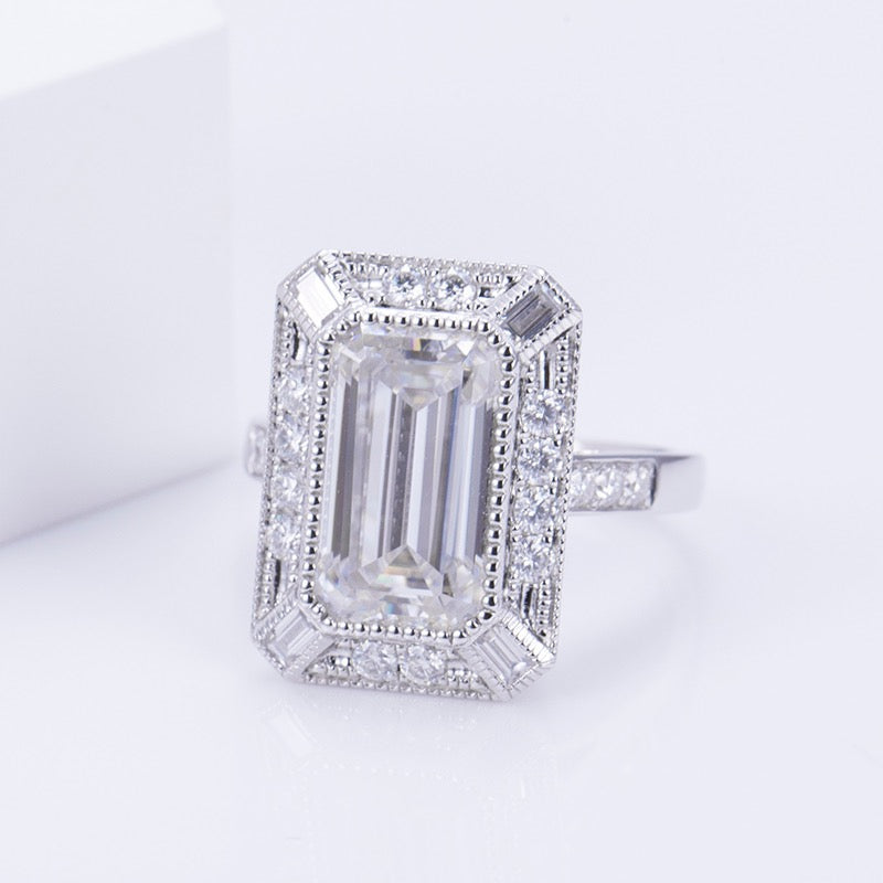 Emerald Clara Moissanite Engagement Ring