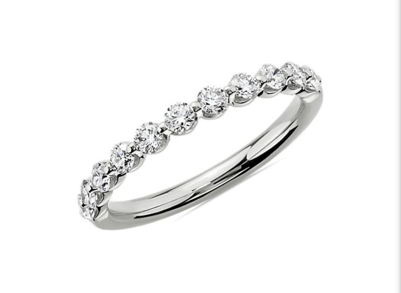 Floating Round Half Eternity Moissanite Wedding Band