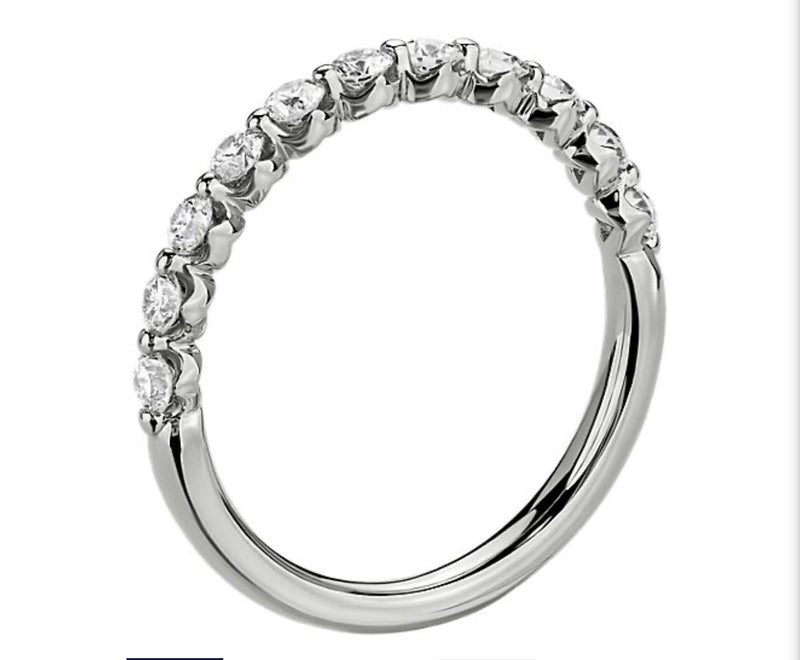 Floating Round Half Eternity Moissanite Wedding Band