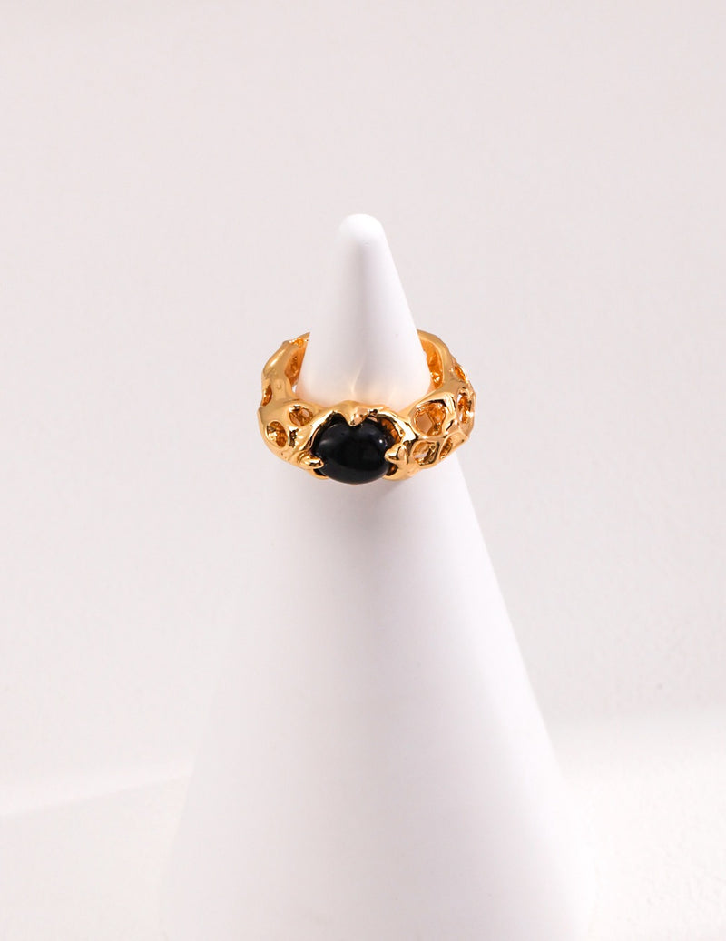 Black Onyx Ornate Open Ring