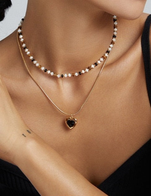 Black Onyx Heart Pendant Necklace
