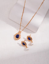 Lapis Lazuli Drop Earrings with Pearl