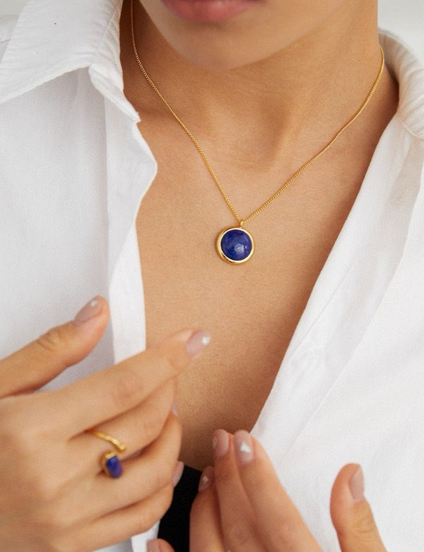 Lapis Lazuli Necklace with Classic Round Pendant