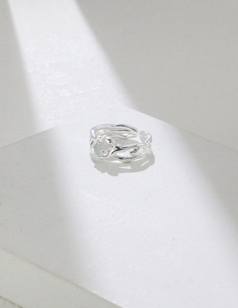 Moonstone Ornate Open Ring
