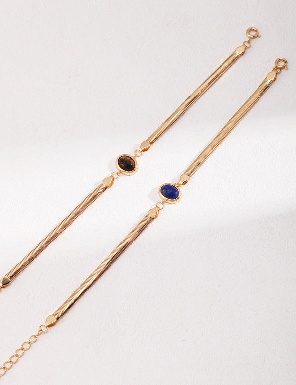 Lapis Lazuli on Herringbone Chain Bracelet