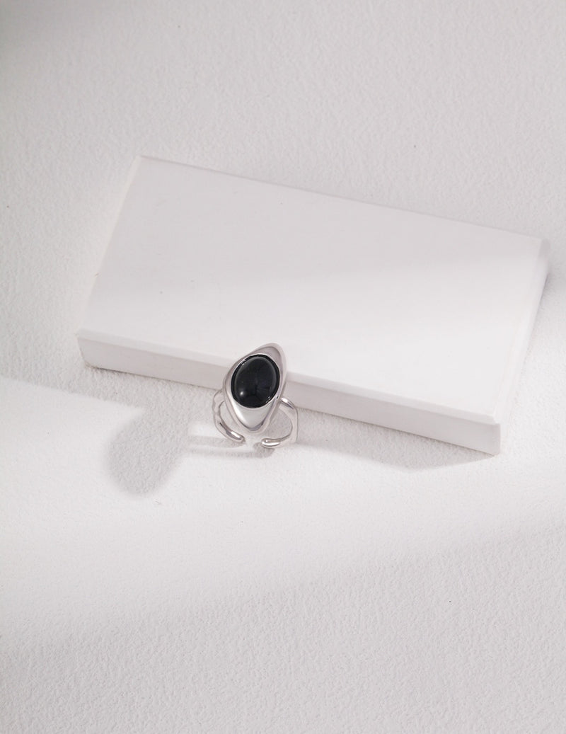 Black Onyx Rhombus Open Ring