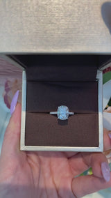 Cushion(Elongated Cushion) Cut with Hidden Halo on Pave Band Moissanite Engagement Ring
