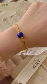 Lapis Lazuli Half Cuban Half Paperclip Chain Bracelet