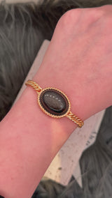 Black Obsidian (Gold Sheen) Cuban Curb Link Bracelet
