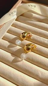Milky Moonstone Tear Drop Earrings