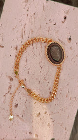 Black Obsidian (Gold Sheen) Cuban Curb Link Bracelet