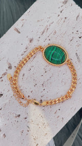 Malachite Cuban Curb Link Bracelet