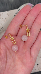 Rose Quartz U Link Earrings