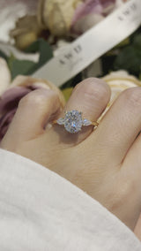 Hazel - Oval and Pear Three Stone Moissanite Engagement Ring