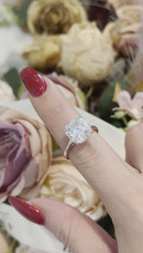 Cushion Cut with Hidden Halo on Plain Band Cathedral Moissanite Engagement Ring