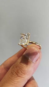 Valorie - Radiant cut Lab grown diamond hidden halo on plain band engagement ring