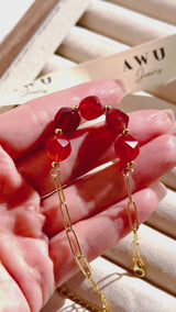 Carnelian 5 Stone Paperclip Chain Bracelet