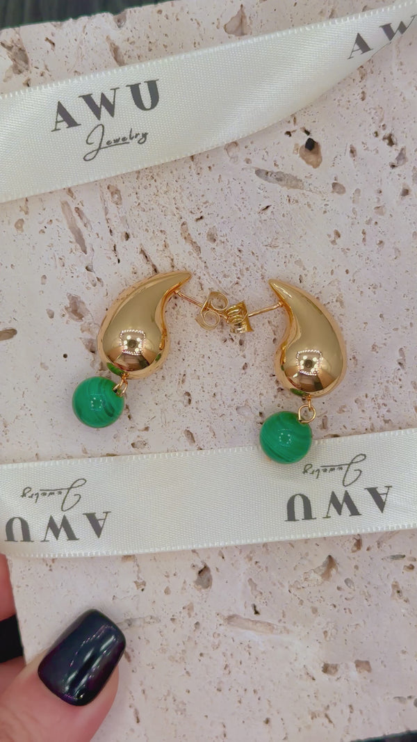 Malachite Tear Drop Earrings