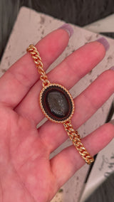 Black Obsidian (Gold Sheen) Cuban Curb Link Bracelet