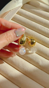 Milky Moonstone Tear Drop Earrings